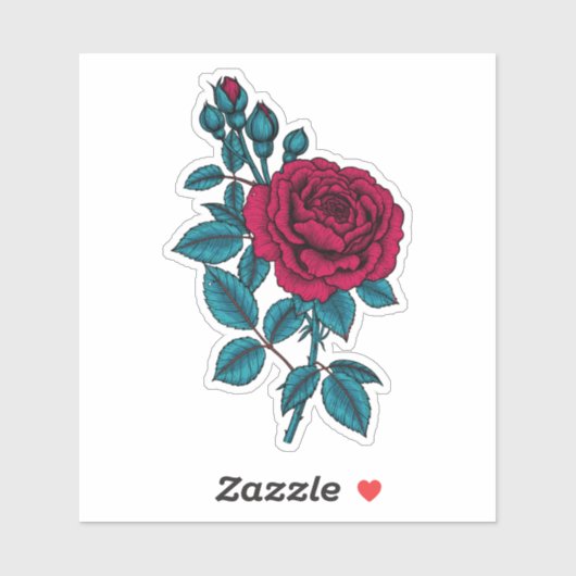 Red Rose Aufkleber (Blatt)