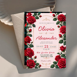 Red Rose Classic Romantic Elegant Floral Acryleinladungen