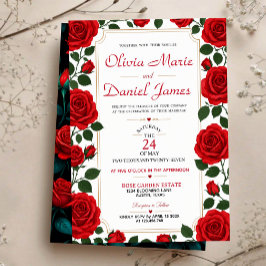 Red Rose Classic Rose Garden Elegant Floral Acryleinladungen