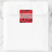 Red Rose Close Up Personalized Wedding Quadratischer Aufkleber (Tasche)