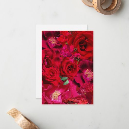 Red Rose Collage Mitteilungskarte (Vorderseite/Rückseite Beispiel)