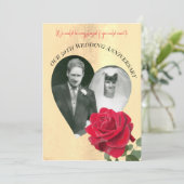 Red Rose custom Anniversary  Einladung (Stehend Vorderseite)