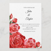 Red Rose Elegant Floral Invite Einladung (Vorderseite)