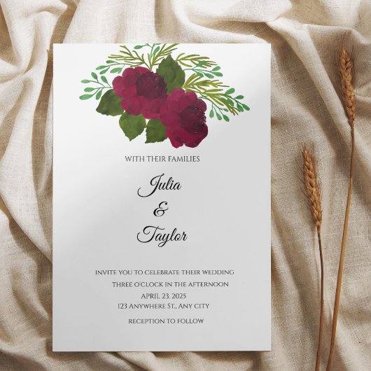 Red Rose Elegant Floral Invite Einladung