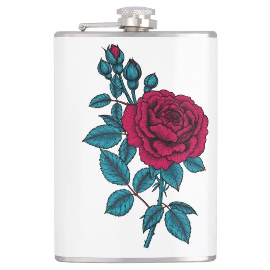 Red Rose Flachmann (Vorderseite)