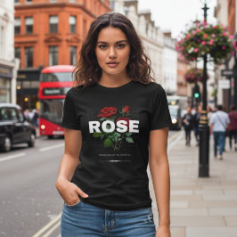 Red Rose Floral Black Women's T-Shirt Tri-Blend Shirt