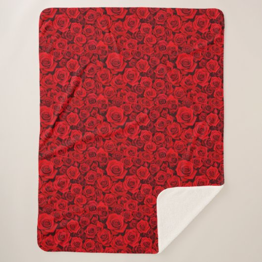 Red Rose Floral Sherpa Blanket Sherpadecke (Vorderseite)