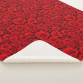 Red Rose Floral Sherpa Blanket Sherpadecke (3/4)