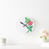 Red Rose Flower Design – Classic Floral Beauty Runde Wanduhr (Zuhause)