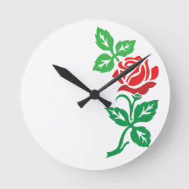 Red Rose Flower Design – Classic Floral Beauty Runde Wanduhr