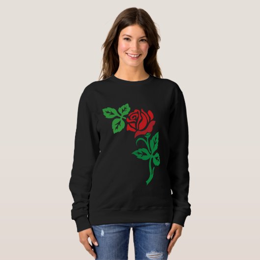 Red Rose Flower Design – Classic Floral Beauty Sweatshirt (Vorne ganz)