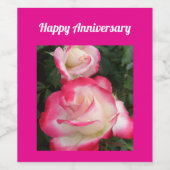 Red Rose Flower Floral Happy Anniversary Weinetikett (Einzelnes Label)