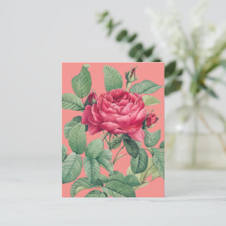 Red Rose Flowers with Green Leaves THANK YOU Postkarte