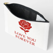 Red Rose Forever Message Soft Romantic Valentine Zubehörtasche (Offen)