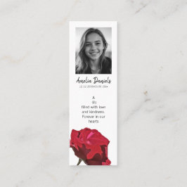 Red Rose Funeral Mini Bookmark Card Visitenkarte