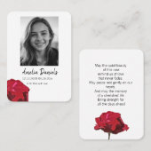 Red Rose Funeral Prayer Card Telefonnummerkarte (Vorne/Hinten)