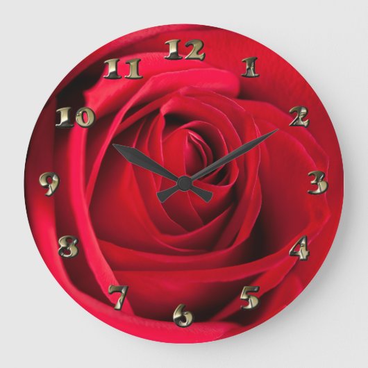 Red Rose Große Wanduhr (Vorderseite)