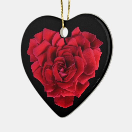 Red Rose Heart Keramik Ornament (Links)