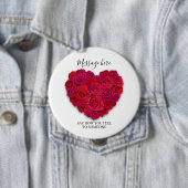 Red Rose Heart Romantic Floral Custom Text Button (Beispiel)
