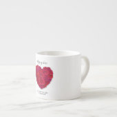Red Rose Heart Romantic Floral Custom Text Espressotasse (Vorderseite Rechts)