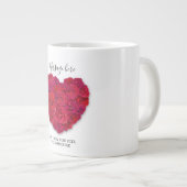 Red Rose Heart Romantic Floral Custom Text Jumbo-Tasse (Vorderseite Rechts)