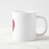 Red Rose Heart Romantic Floral Custom Text Jumbo-Tasse (Rechts)