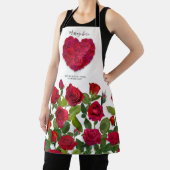 Red Rose Heart Romantic Floral Custom Text Schürze (InSitu)