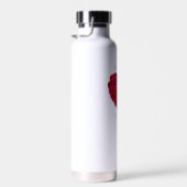 Red Rose Heart Romantic Floral Custom Text Trinkflasche (Rechts)