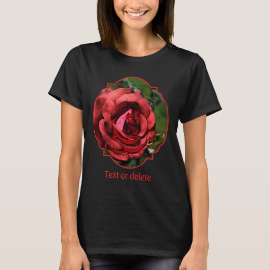 Red Rose In Bloom Abstract Art T-Shirt (Vorderseite)
