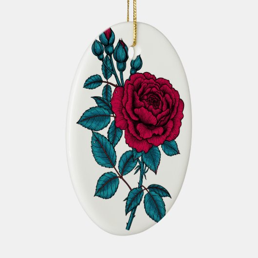 Red Rose Keramik Ornament (Rechts)