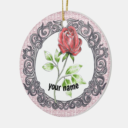 Red Rose Keramik Ornament (Links)
