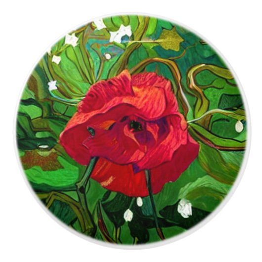 RED ROSE KERAMIKKNAUF (Vorderseite)