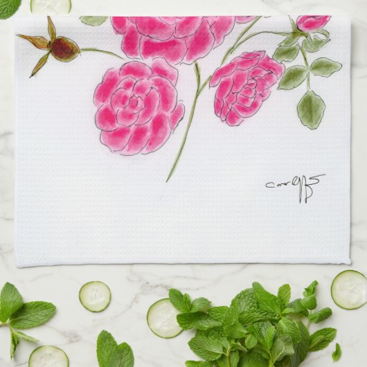 Red Rose kitchen tea towel Geschirrtuch (Gefaltet)