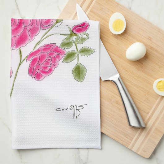 Red Rose kitchen tea towel Geschirrtuch (Viertel Falte)