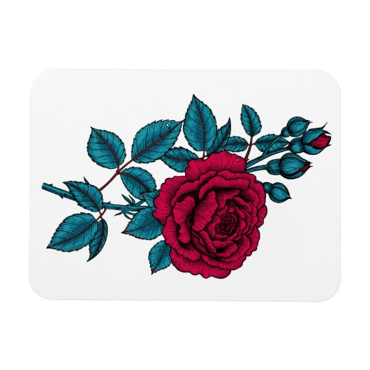 Red Rose Magnet (Horizontal)