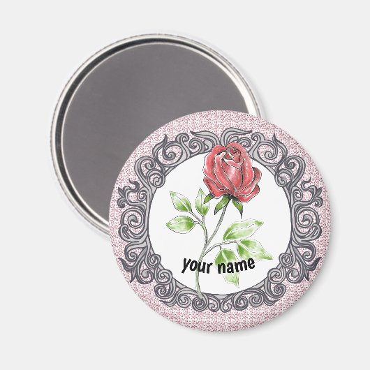 Red Rose Magnet (Vorderseite/Rückseite)