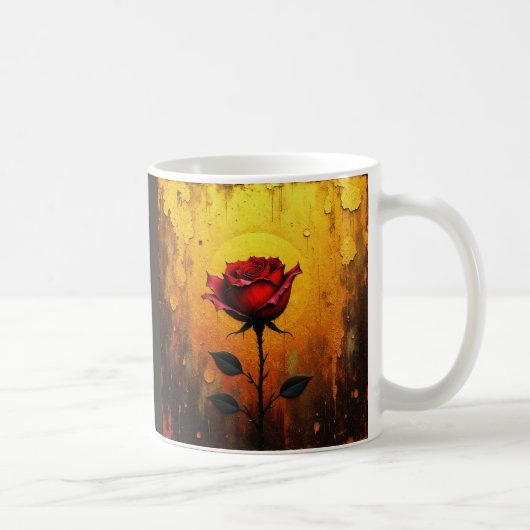 Red Rose on Gold Kaffeetasse (Rechts)