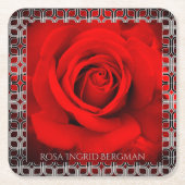 Red Rose  [Paper Coaster] Rechteckiger Pappuntersetzer (Vorderseite)