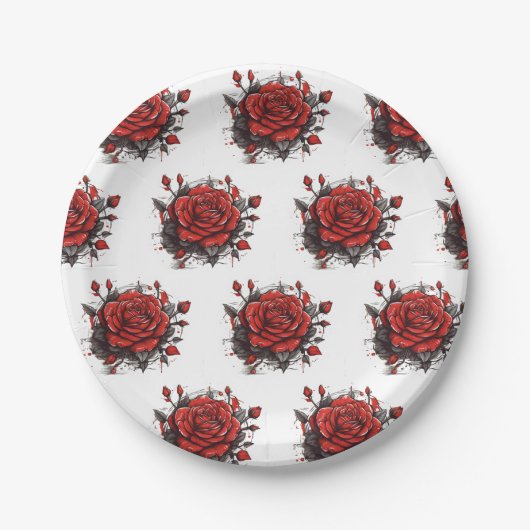 Red Rose Pappteller (Vorderseite)