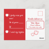 Red Rose Party Response Postcard Postkarte (Rückseite)