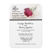 Red Rose & Pearls Wedding Magnet (Vertikal)