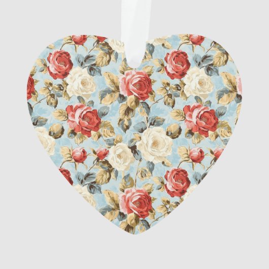 Red Rose Petals Floral Ornament (Rückseite)