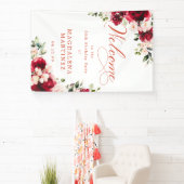 Red Rose Pink Peony 55th Birthday Welcome Banner (InSitu)