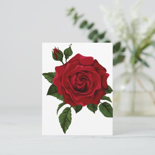 Red Rose Postkarte (Stehend Vorderseite)
