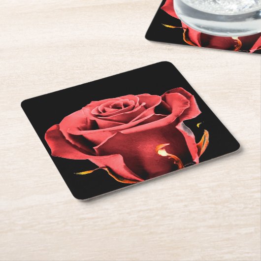 Red Rose Rechteckiger Pappuntersetzer (angewinkelt)