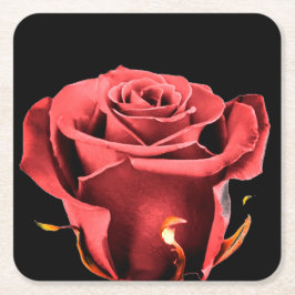 Red Rose Rechteckiger Pappuntersetzer