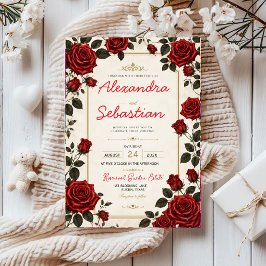 Red Rose Romantic Floral Elegant Rose Garden Acryleinladungen