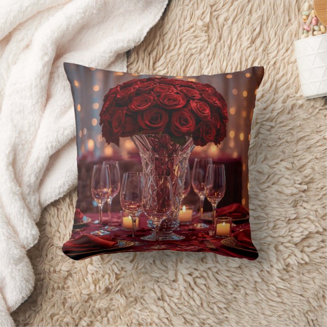 Red Rose Romantic Valentine Decorative Sofa Pillow Kissen (Decke)