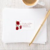 Red Rose Romantic Wedding Address Labels Adressaufkleber (Insitu)