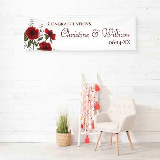 Red Rose Romantic Wedding Banner (Insitu)
